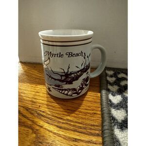 Vintage Myrtle Beach Mug/cup Beach‎ Scene Shells Water Lighthouse Seagull Sand